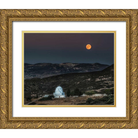 Milos Harvest Moon Gold Ornate Wood Framed Art Print with Double Matting by Kostka, Vladimir