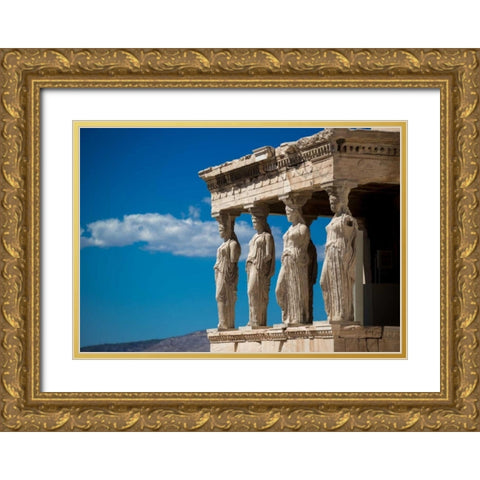 Greece Athens Acropolis Statues Gold Ornate Wood Framed Art Print with Double Matting by Kostka, Vladimir