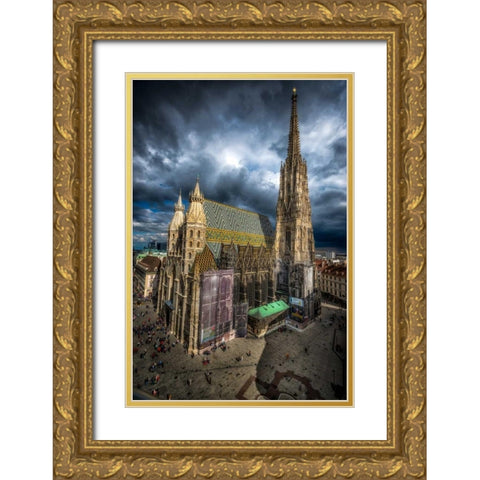 Vienna Cathedral Gold Ornate Wood Framed Art Print with Double Matting by Kostka, Vladimir