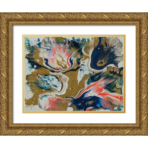 Vibrant Swirls 1 Gold Ornate Wood Framed Art Print with Double Matting by Barski, Karen