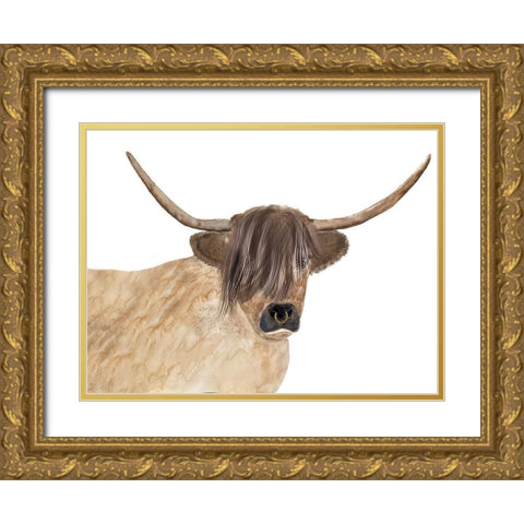 Steer Head Fashion Gold Ornate Wood Framed Art Print with Double Matting by Barski, Karen