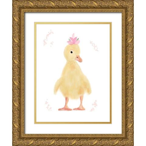 Spring Chick Gold Ornate Wood Framed Art Print with Double Matting by Barski, Karen