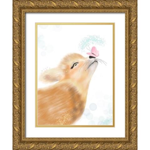 Curious Fox Gold Ornate Wood Framed Art Print with Double Matting by Barski, Karen