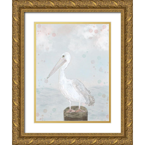 Lonely Seagull Gold Ornate Wood Framed Art Print with Double Matting by Barski, Karen