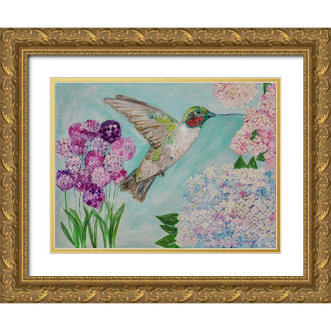 Feeding Spring Friend Gold Ornate Wood Framed Art Print with Double Matting by Barski, Karen