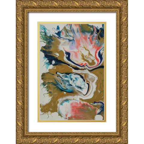 Vibrant Swirls Split 1 Gold Ornate Wood Framed Art Print with Double Matting by Barski, Karen