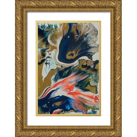 Vibrant Swirls Split 2 Gold Ornate Wood Framed Art Print with Double Matting by Barski, Karen