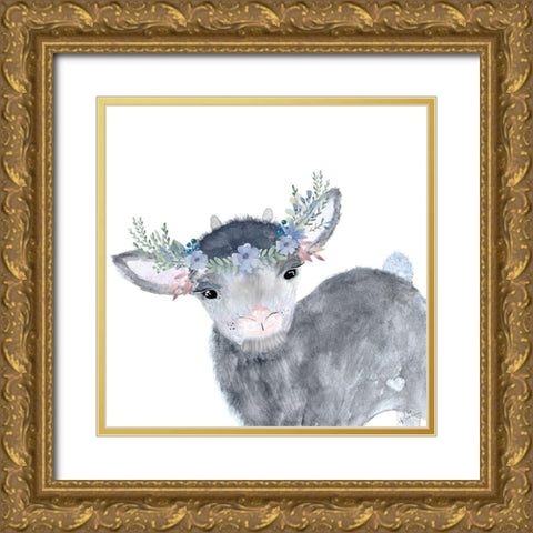 Festive Lamb Gold Ornate Wood Framed Art Print with Double Matting by Barski, Karen