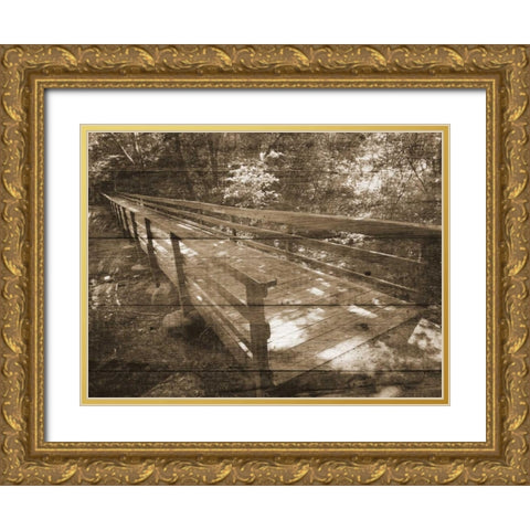 Eddys Bridge Memory Gold Ornate Wood Framed Art Print with Double Matting by Unknown