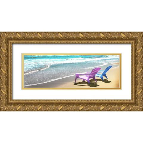 Bright Adirondak chairs right 1 Gold Ornate Wood Framed Art Print with Double Matting by Foschino, Suzanne