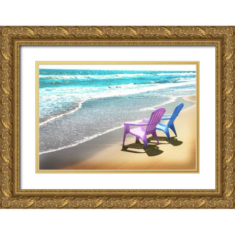 Bright Adirondak chairs right 1 Gold Ornate Wood Framed Art Print with Double Matting by Foschino, Suzanne