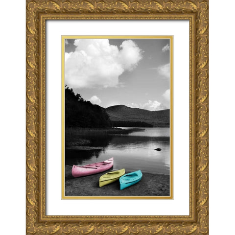 Kayak Pastels Gold Ornate Wood Framed Art Print with Double Matting by Foschino, Suzanne