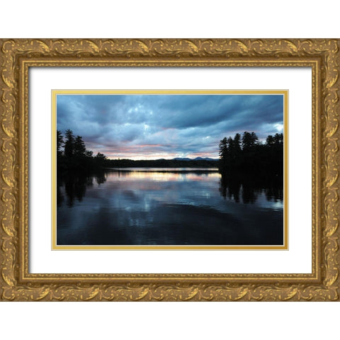 Sunset Lake Pink 2 Gold Ornate Wood Framed Art Print with Double Matting by Foschino, Suzanne