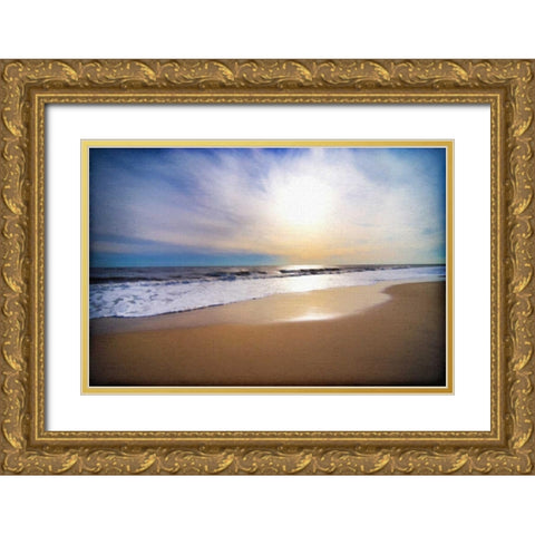 Sunset Beach Gold Ornate Wood Framed Art Print with Double Matting by Foschino, Suzanne