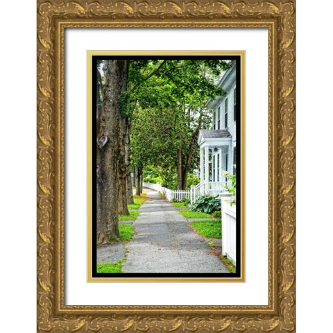 Country Town Sidewalk Gold Ornate Wood Framed Art Print with Double Matting by Foschino, Suzanne