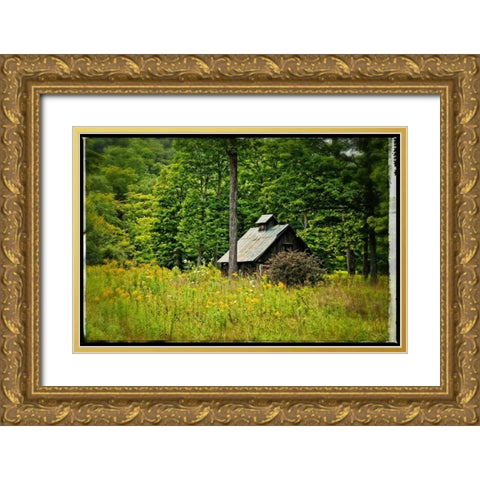 Country Barn 1 Gold Ornate Wood Framed Art Print with Double Matting by Foschino, Suzanne