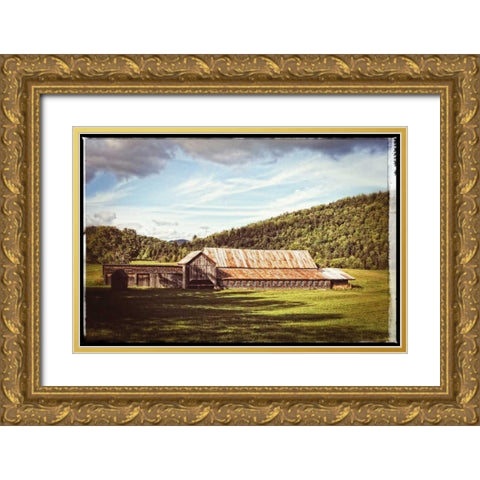 Country Barn 3 Vintage Gold Ornate Wood Framed Art Print with Double Matting by Foschino, Suzanne