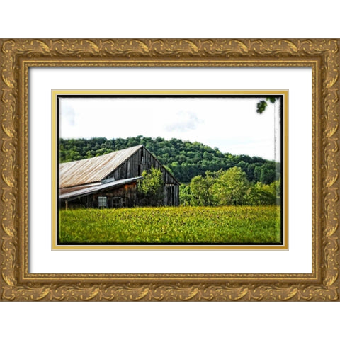 Country Barn 4 Gold Ornate Wood Framed Art Print with Double Matting by Foschino, Suzanne