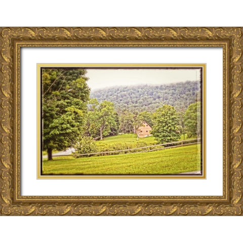 Country Mountain Home Vintage Gold Ornate Wood Framed Art Print with Double Matting by Foschino, Suzanne