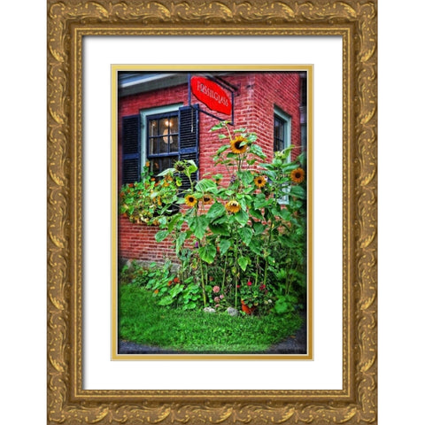 Country Store Sunflowers Gold Ornate Wood Framed Art Print with Double Matting by Foschino, Suzanne
