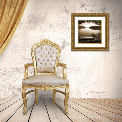 Canoe on Shore C Gold Ornate Wood Framed Art Print with Double Matting by Foschino, Suzanne