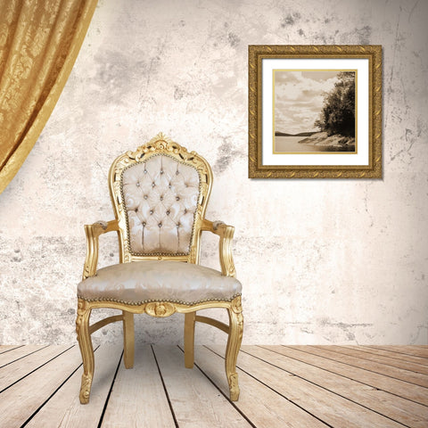 Sepia Lake 1 Gold Ornate Wood Framed Art Print with Double Matting by Foschino, Suzanne