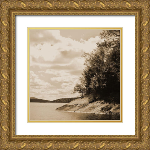 Sepia Lake 1 Gold Ornate Wood Framed Art Print with Double Matting by Foschino, Suzanne