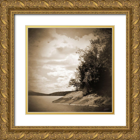Sepia Lake Gold Ornate Wood Framed Art Print with Double Matting by Foschino, Suzanne