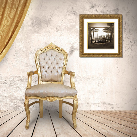 Sepia Lakeview Gold Ornate Wood Framed Art Print with Double Matting by Foschino, Suzanne