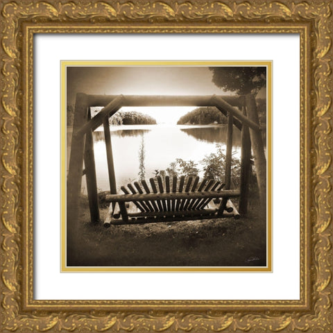 Sepia Lakeview Gold Ornate Wood Framed Art Print with Double Matting by Foschino, Suzanne