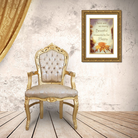 Yellow Dahlia Profile Vintage Gold Ornate Wood Framed Art Print with Double Matting by Foschino, Suzanne