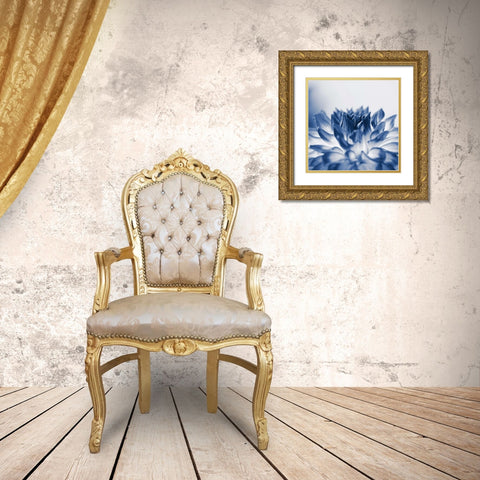 Dahlia Navy 3 Gold Ornate Wood Framed Art Print with Double Matting by Foschino, Suzanne