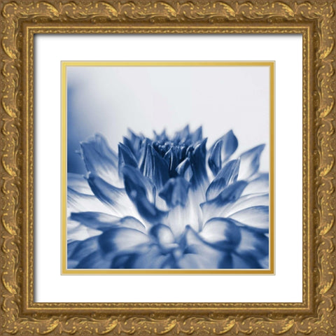 Dahlia Navy 3 Gold Ornate Wood Framed Art Print with Double Matting by Foschino, Suzanne