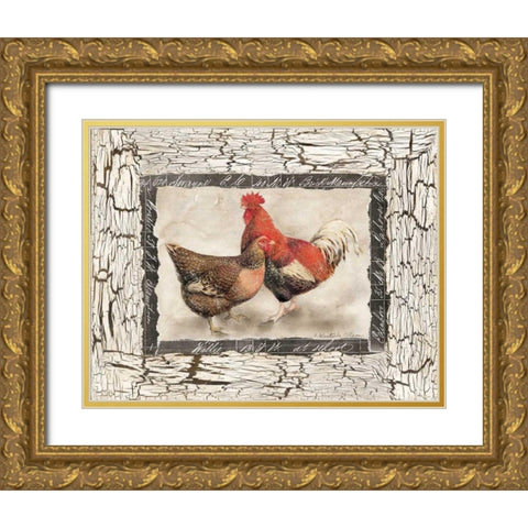 Fowl Play I Gold Ornate Wood Framed Art Print with Double Matting by Olson, Charlene