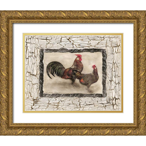 Fowl Play II Gold Ornate Wood Framed Art Print with Double Matting by Olson, Charlene