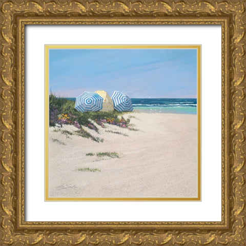 Day at the Beach Gold Ornate Wood Framed Art Print with Double Matting by Seslar, Lin