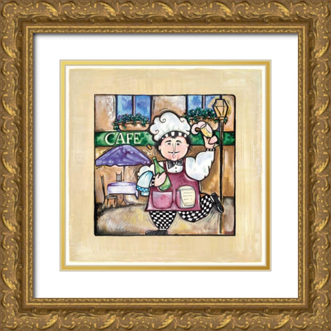 Cafe Gold Ornate Wood Framed Art Print with Double Matting by Galaxy of Graphics