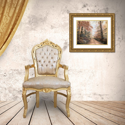 Road to Shepherd Gold Ornate Wood Framed Art Print with Double Matting by Brown, Betsy
