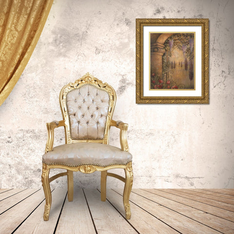 Wisteria Garden I Gold Ornate Wood Framed Art Print with Double Matting by Vollherbst-Lane, Elaine