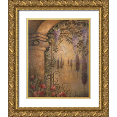 Wisteria Garden I Gold Ornate Wood Framed Art Print with Double Matting by Vollherbst-Lane, Elaine