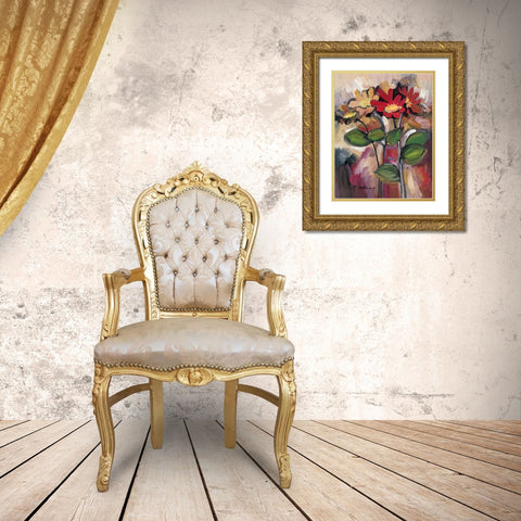 Daisy Divine II Gold Ornate Wood Framed Art Print with Double Matting by Alldredge, Joy