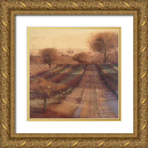 Vineyard Vista Gold Ornate Wood Framed Art Print with Double Matting by Mathenia, Paul
