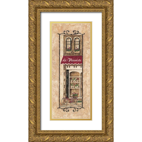 Le Fleuriste Gold Ornate Wood Framed Art Print with Double Matting by Donovan, Maria