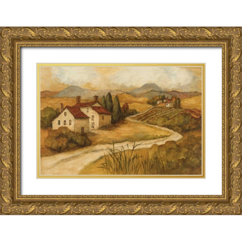 Traveling the Countryside II Gold Ornate Wood Framed Art Print with Double Matting by Olson, Charlene