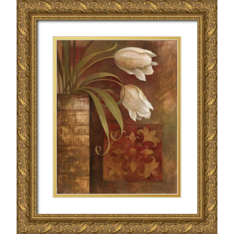 Tulip Interlude I Gold Ornate Wood Framed Art Print with Double Matting by Vollherbst-Lane, Elaine