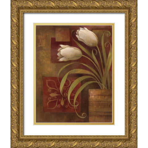 Tulip Interlude II Gold Ornate Wood Framed Art Print with Double Matting by Vollherbst-Lane, Elaine