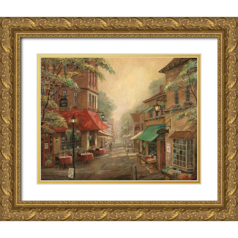 Charlies Cafe Gold Ornate Wood Framed Art Print with Double Matting by Manning, Ruane