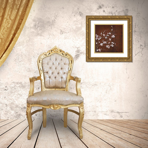 Cherry Blossoms on Cinnabar II Gold Ornate Wood Framed Art Print with Double Matting by Tava Studios