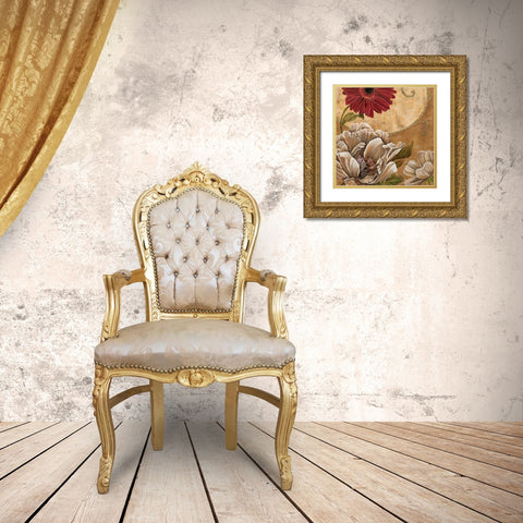 Floral Aura I Gold Ornate Wood Framed Art Print with Double Matting by Donovan, Maria