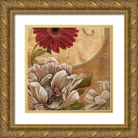 Floral Aura I Gold Ornate Wood Framed Art Print with Double Matting by Donovan, Maria
